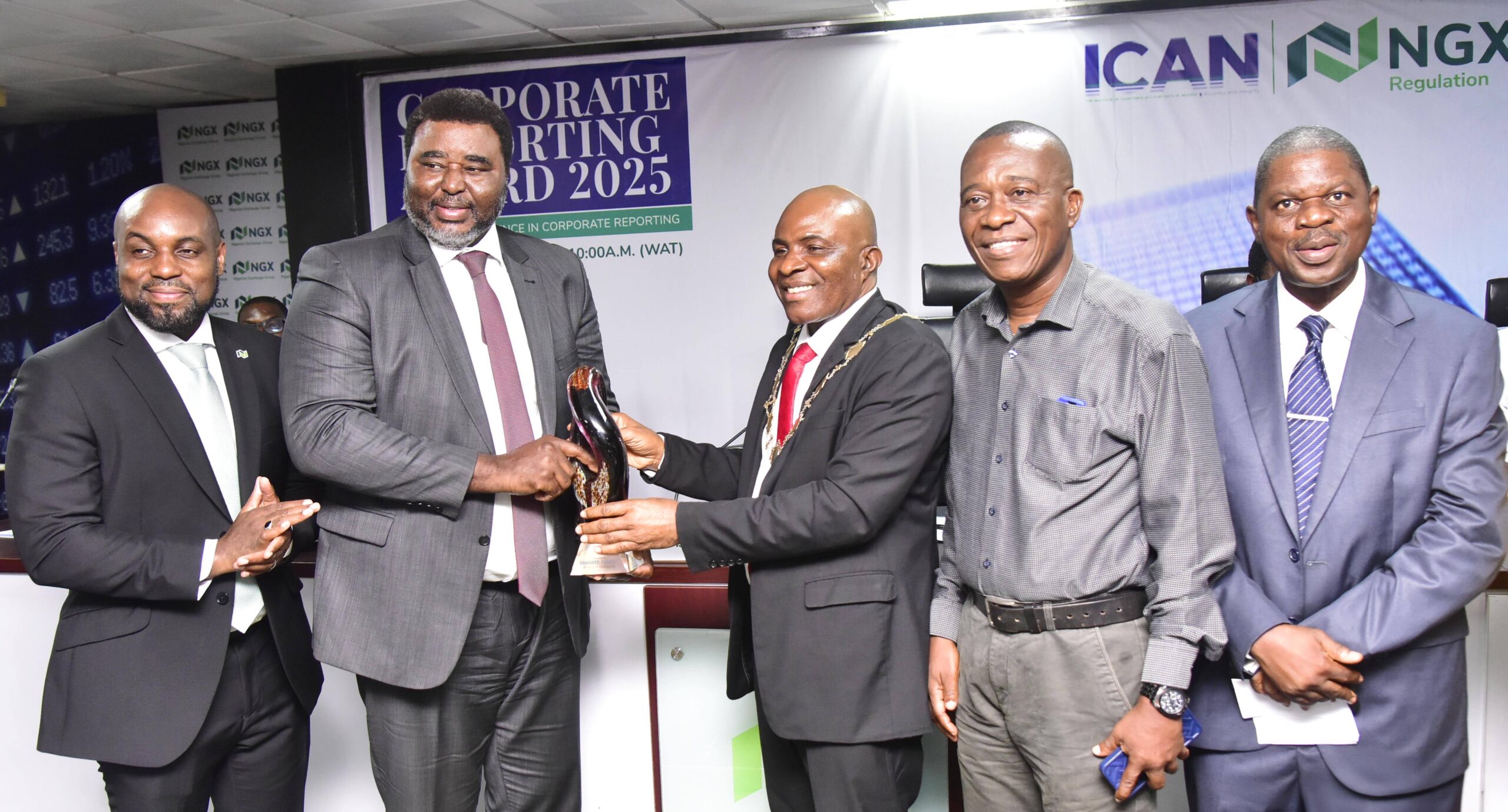 Dangote Cement is the Platinum winner of ICAN, NGX’s Corporate Reporting Award