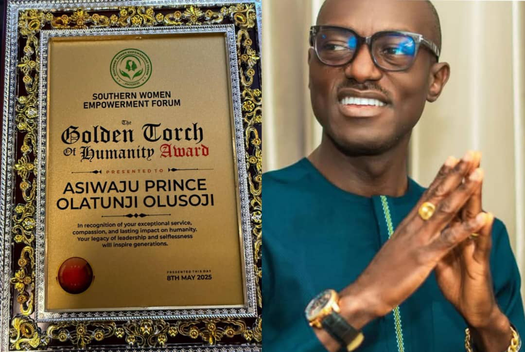 Another feather to the cap of Asiwaju Prince Olatunji Olusoji as he Illuminates Hearts with “Golden Torch of Humanity” Award