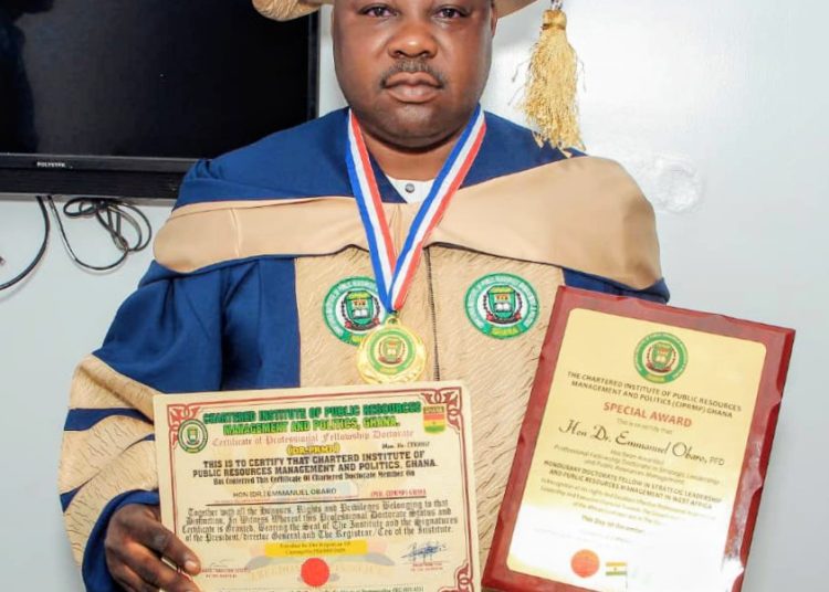 Kogi Assembly Member, Emmanuel Obaro, Bags International Honorary Doctorate Degree, Dedicates Award to Constituents