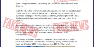 Dangote Group Slams False Claims on Refinery Financing, ‘Rift’ with Elumelu